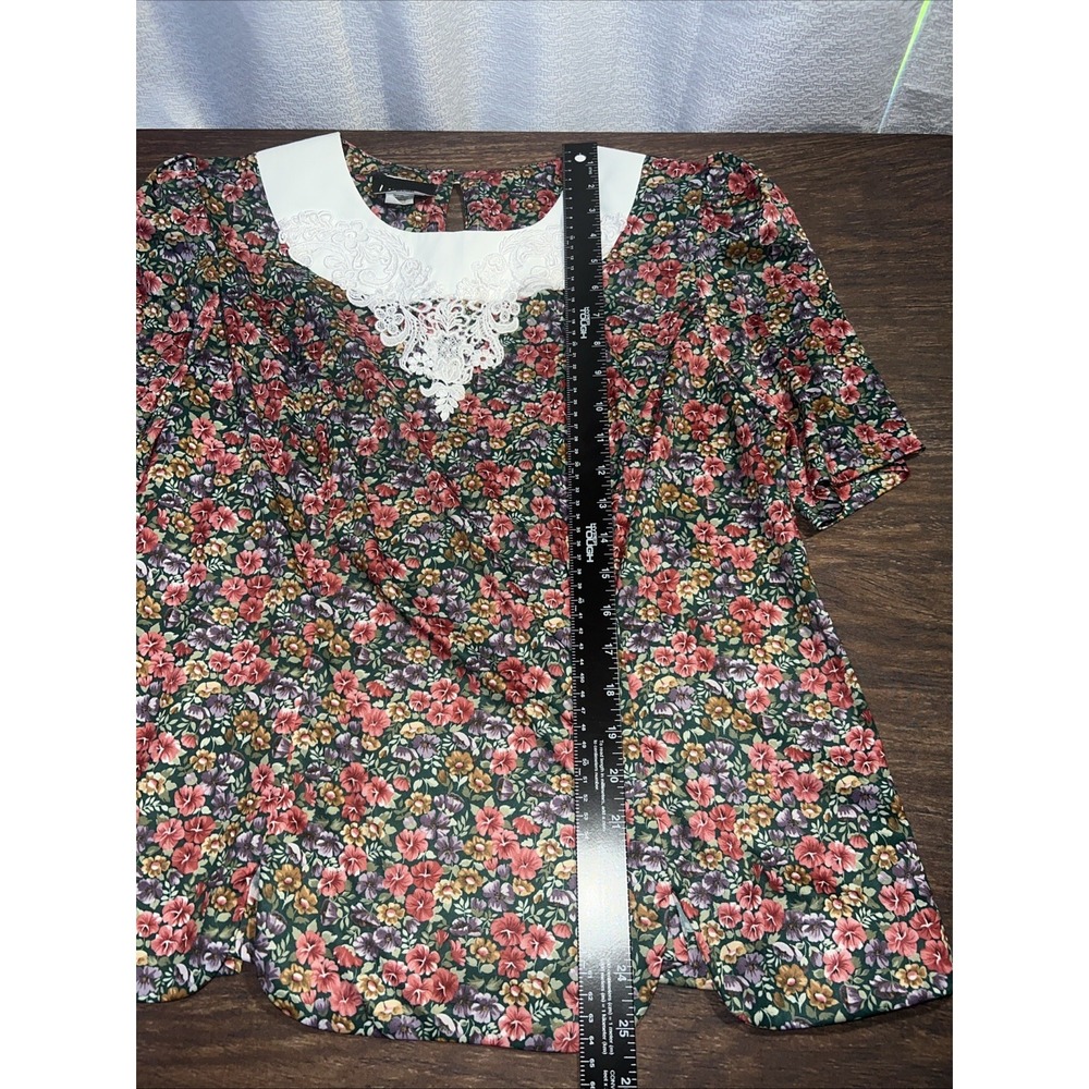 Vintage Whirlaway Frocks Women's Lace Trim Collar Size 16 WP Floral Scallop Hem - Picture 7 of 8